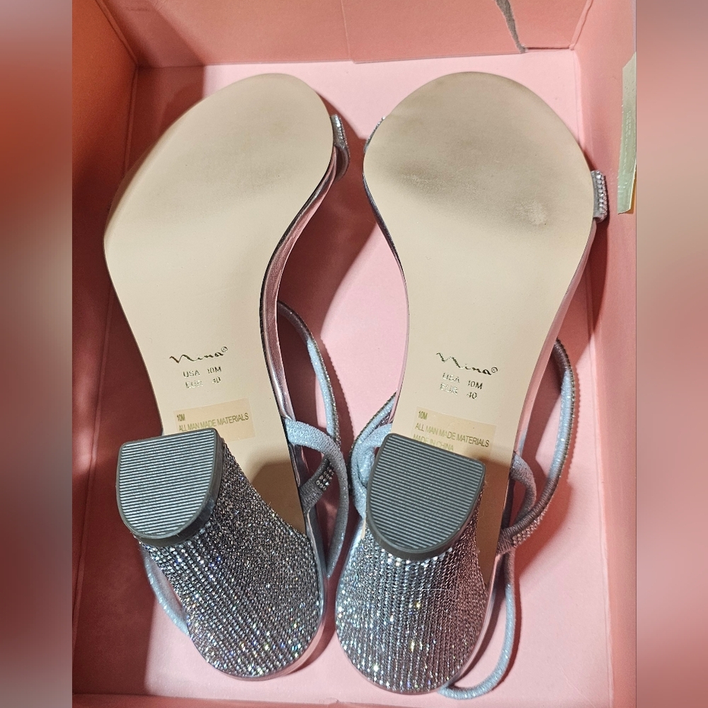 Silver Rhinestone Heels and Clutch Set - Picture 5 of 6